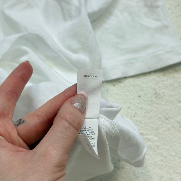 Unsubscribed White Distressed Hem Cotton Tee XXS Made in USA - Picture 6 of 7